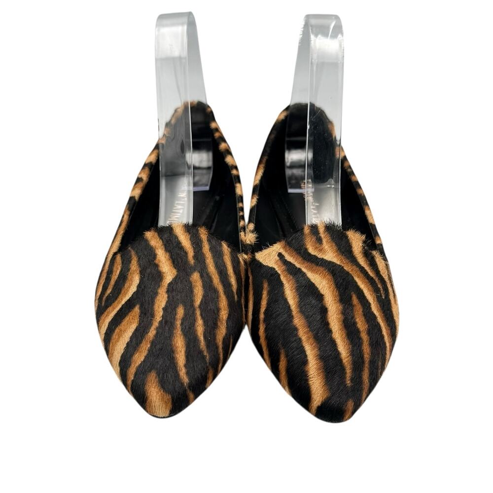 Gibson Latimer Ellie Tan & Black Tiger Print Calf Hair Pointed Toe Ballet Flats - Picture 2 of 12